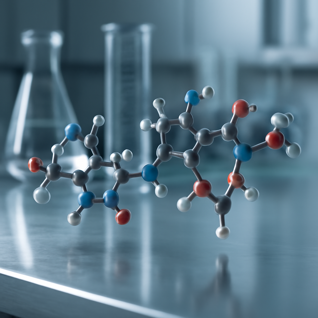 Lab workstation with peptide vials and pipettes