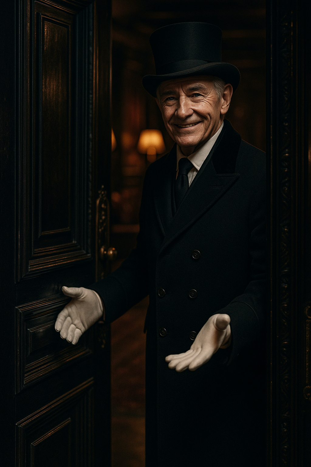 The doorman warmly welcomes you in